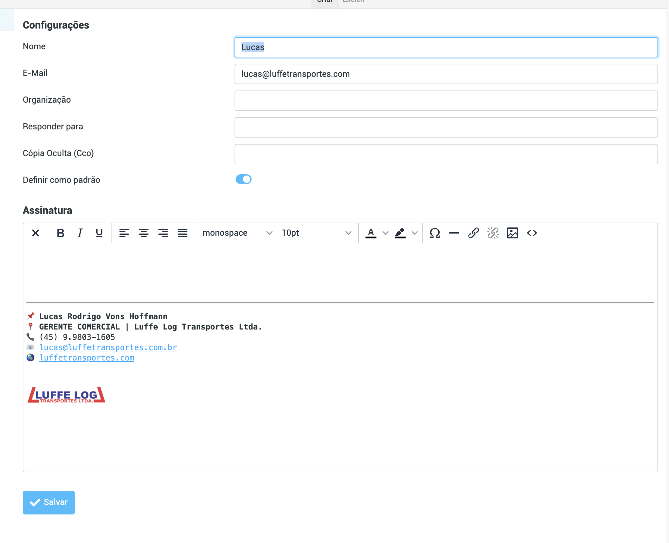 Editor WYSIWYG de firma en Roundcube